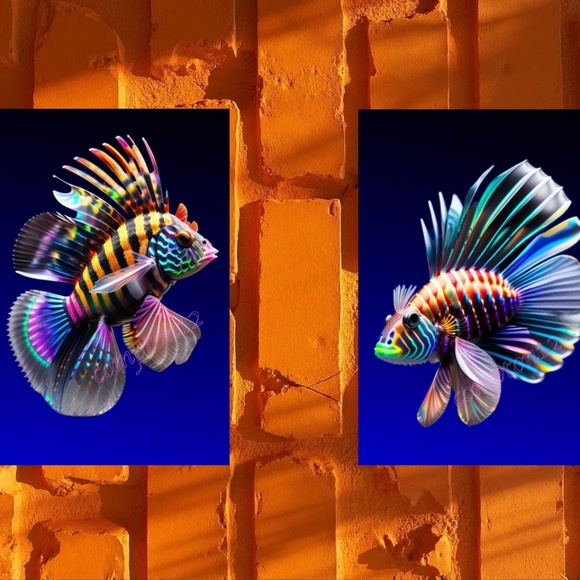 Mutant Colored Lionfishes- 13” x 19” Fine Art Prints - only 6 prints made - Picture 1 of 4